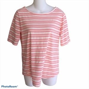 3 For $25 Loft Outlet Cream Coral Striped Tee Size Medium Cotton Blend